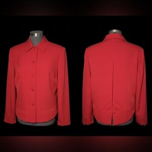 Vintage Karin Stevens Cherry Red Button Down Blazer w/Split Back Detail - Sz 14P
